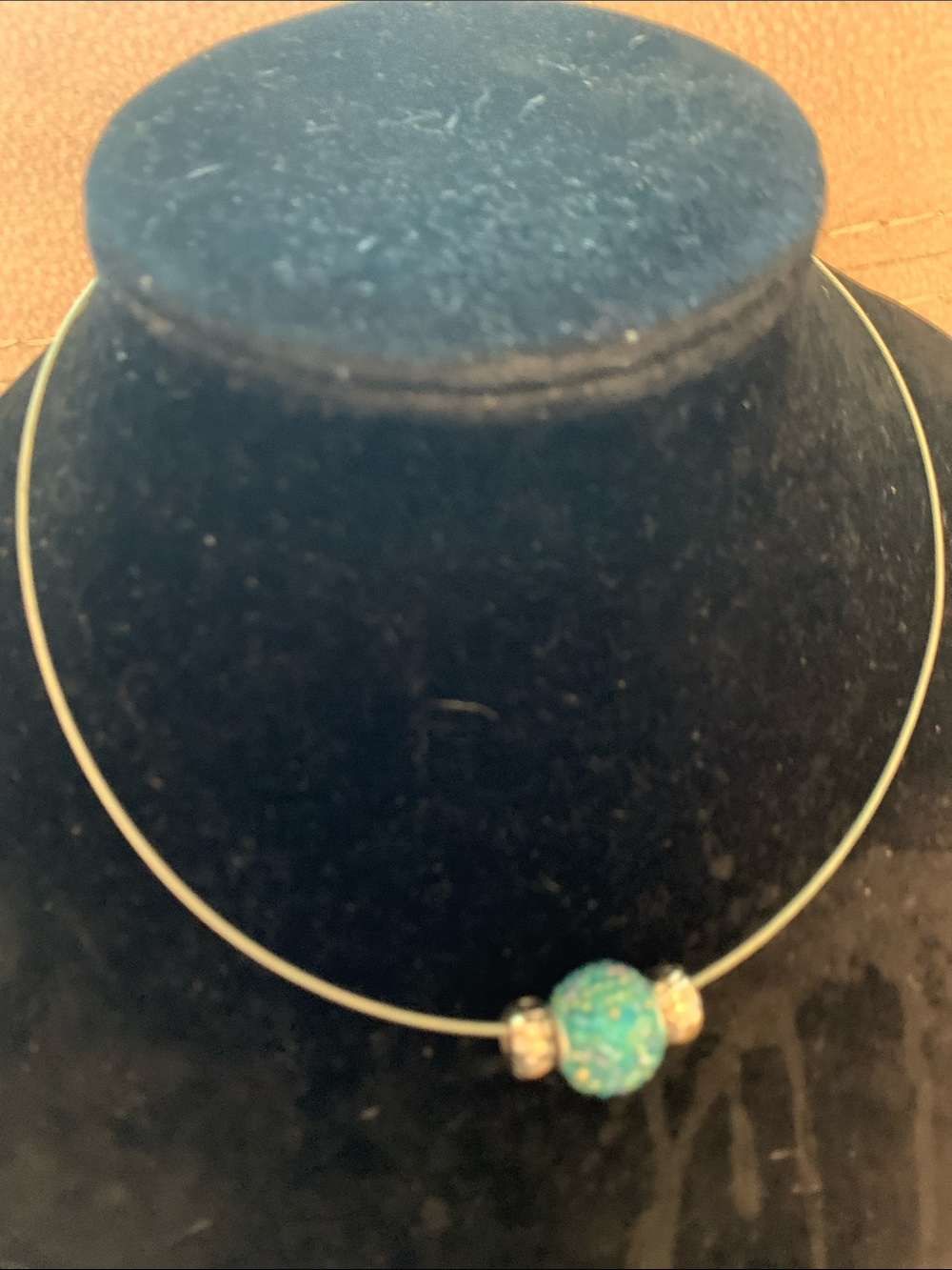 Ocean Glow Bead Choker Necklace - Turquoise Accent
